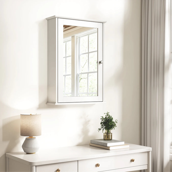 Badezimmer-Hängeschrank mit Spiegeltür und verstellbarem Einlegeboden, 42 × 58,5 × 12 cm – Produktansicht 2