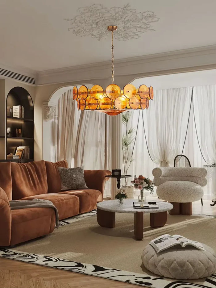 Kronleuchter aus Glas im französischen Vintage-Stil für Wohnzimmer und großzügige Wohnräume – Ø 60, 80 oder 100 cm, rund