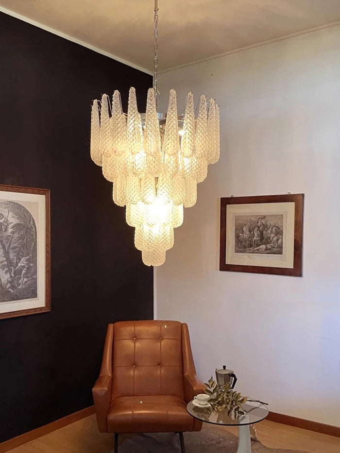 Muranoglas-Kronleuchter mit Glastropfen im Mid-Century-Stil für Wohnzimmer und Treppenhaus – Produktansicht 1
