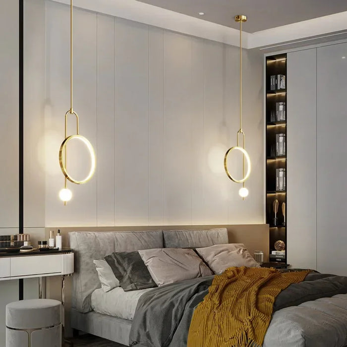 Glaskugel-Pendelleuchte mit Ring im modernen Stil für Wohnzimmer und Schlafzimmer – Produktansicht 1