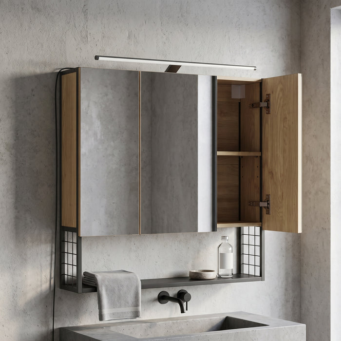 VASAGLE Mirror Cabinet Bathroom with Lighting Cable in einem hellen Wohnraum