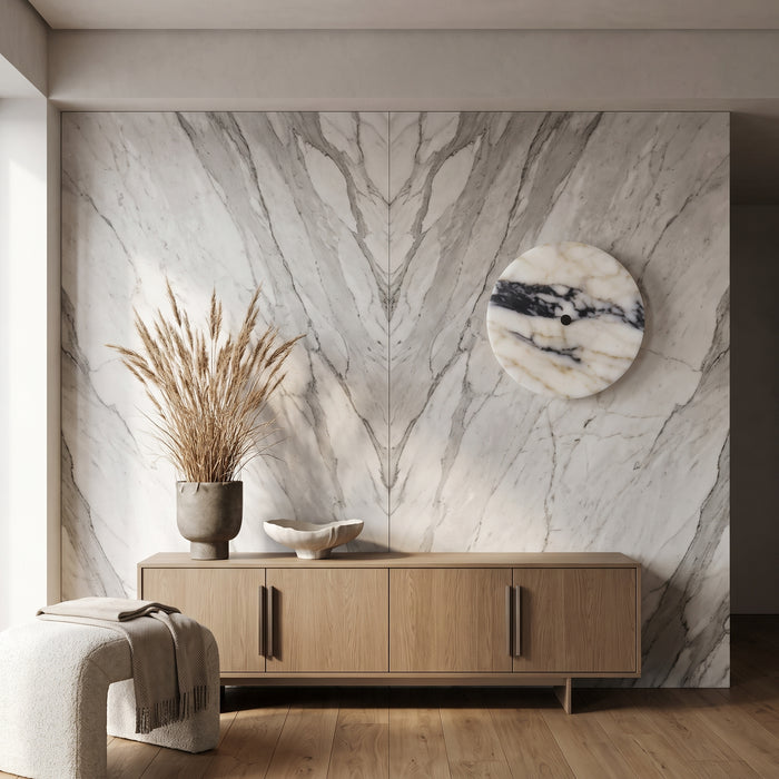 Round Luxury Natural Stone Wall Lamp Living Room in einem hellen Wohnraum