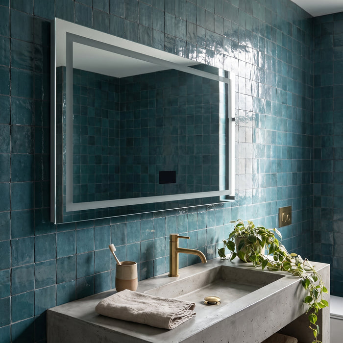 100/160CM LED Bluetooth Bathroom Mirror with Speaker Date in einem hellen Wohnraum