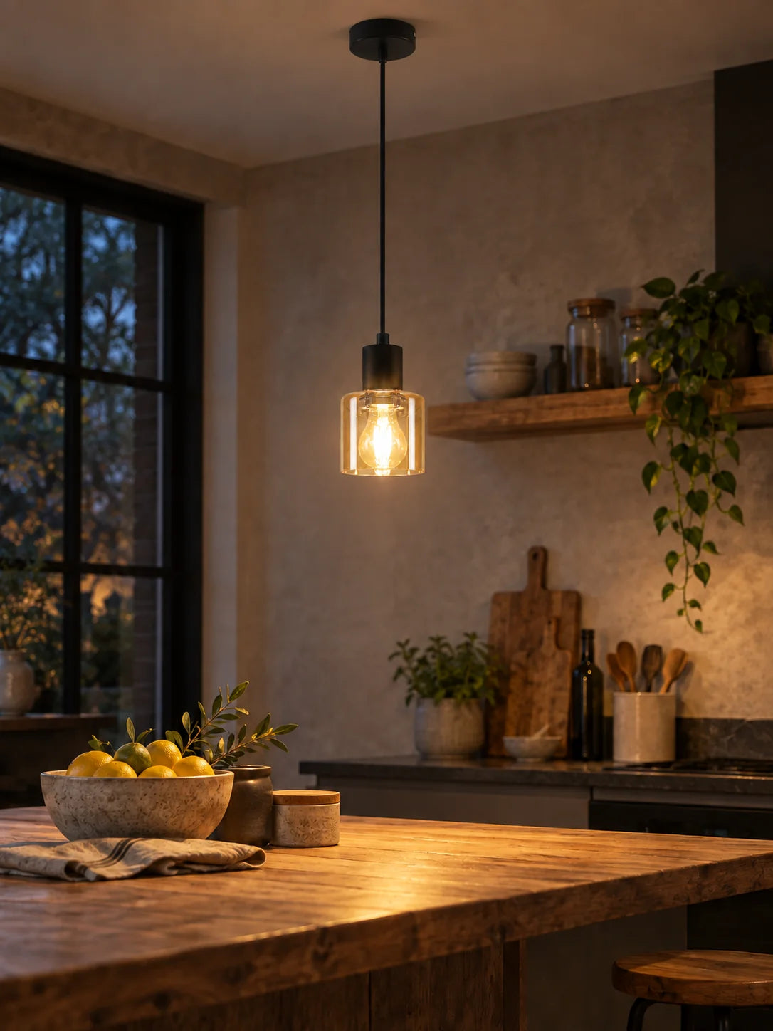 Vintage-Pendelleuchte mit Glasschirm im Industrial-Stil – LAMPE & FORM
