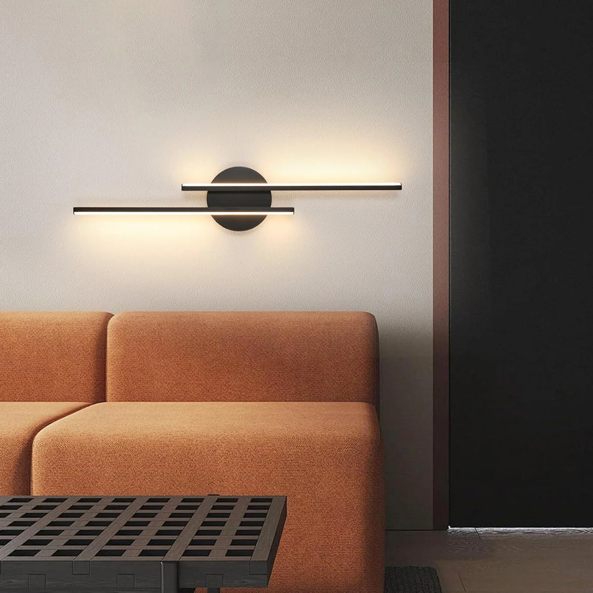 LED-Wandleuchte 24 W – moderne Wandlampe fürs Schlafzimmer – Warmweiß 3000 K, Schwarz