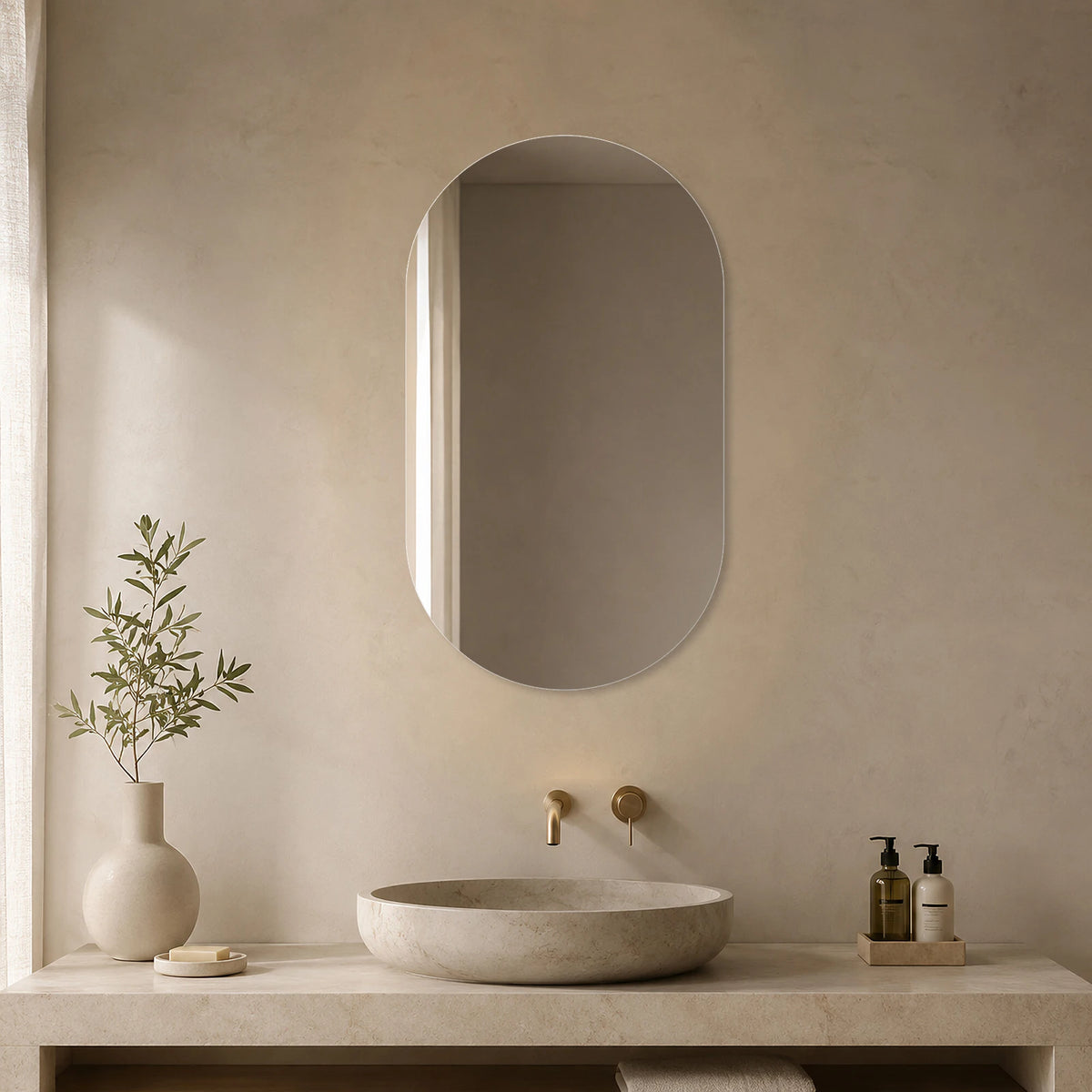 Badspiegel – minimalistisches Design für Badezimmer und Gäste-WC – 50 × 80 cm