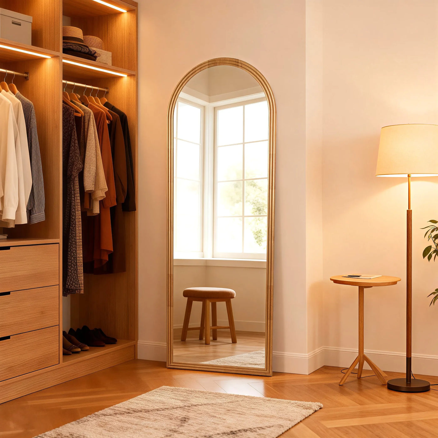 Arc Full Body Mirror 160x50cm Solid Wood frame Wall Produktansicht