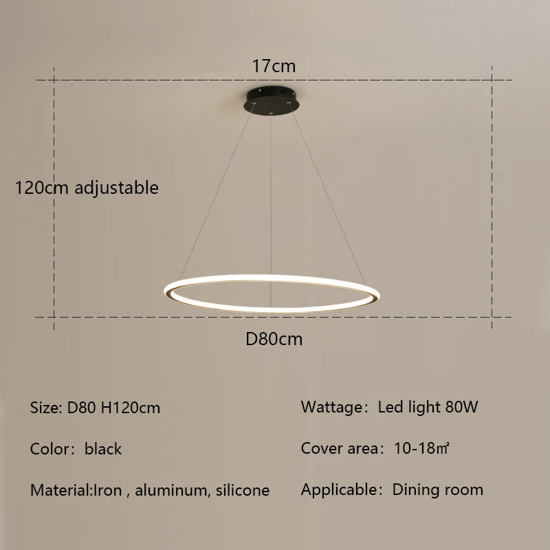 Runde LED-Ring-Pendelleuchte im nordischen Stil für Esstisch und Wohnzimmer – Produktansicht 7