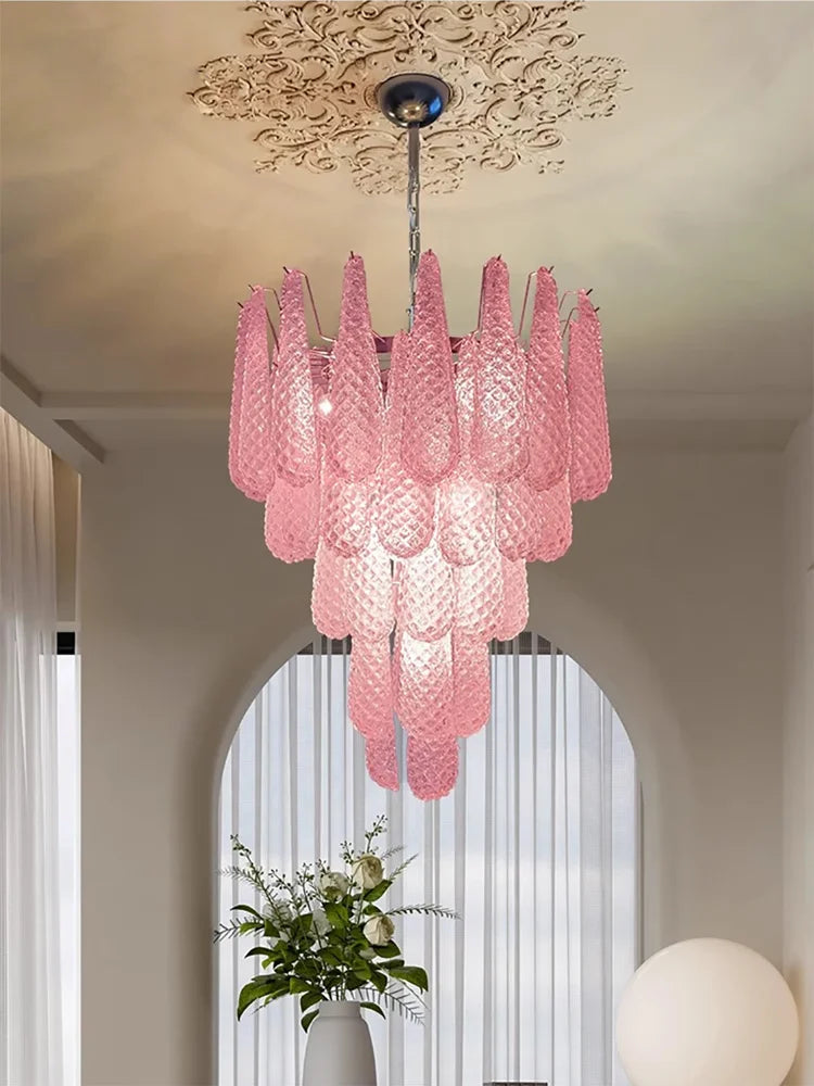 Muranoglas-Kronleuchter mit Glastropfen im Mid-Century-Stil für Wohnzimmer und Treppenhaus – Produktansicht 4