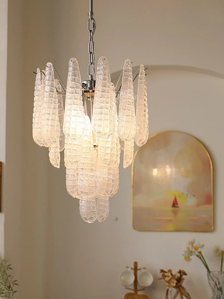 Muranoglas-Kronleuchter mit Glastropfen im Mid-Century-Stil für Wohnzimmer und Treppenhaus – Produktansicht 3