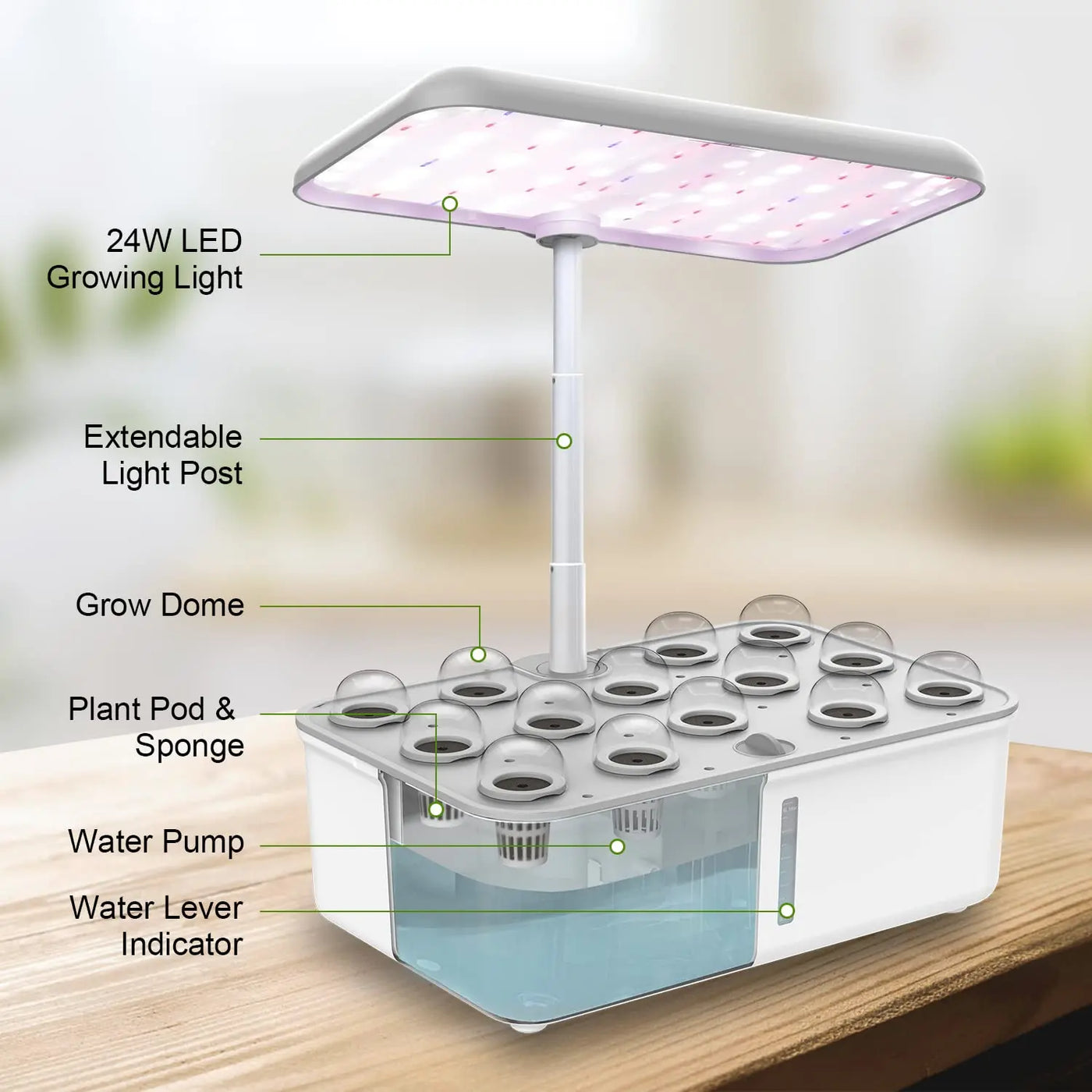 Tuya Wifi Hydoponics Growing System with LED Grow Light Produktansicht