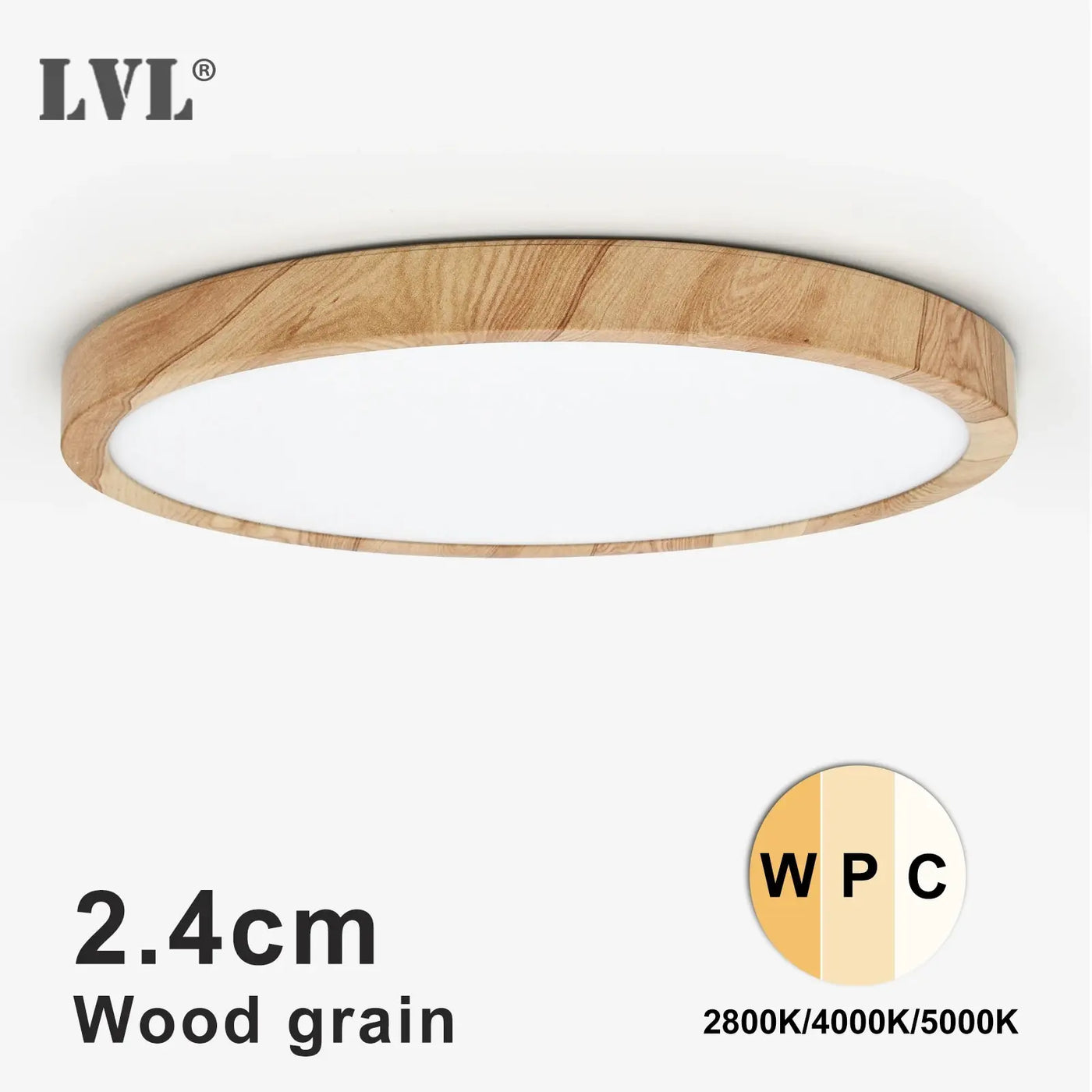 LVL LED Ceiling Light Wood Grain & White 3 in 1 Lighting Produktansicht