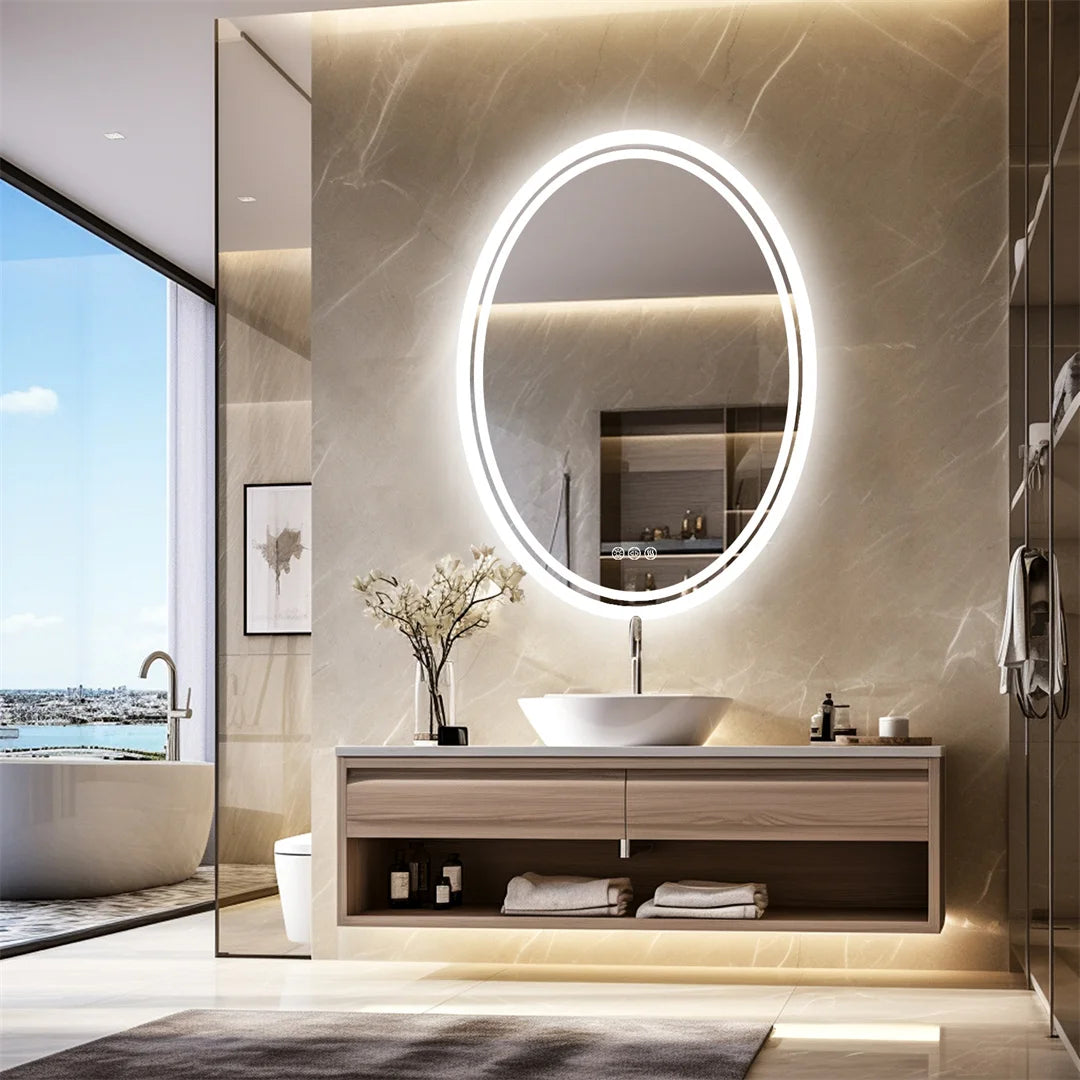 LUVODI 60x80cm Oval LED Backlit Vanity Mirror Modern Produktansicht