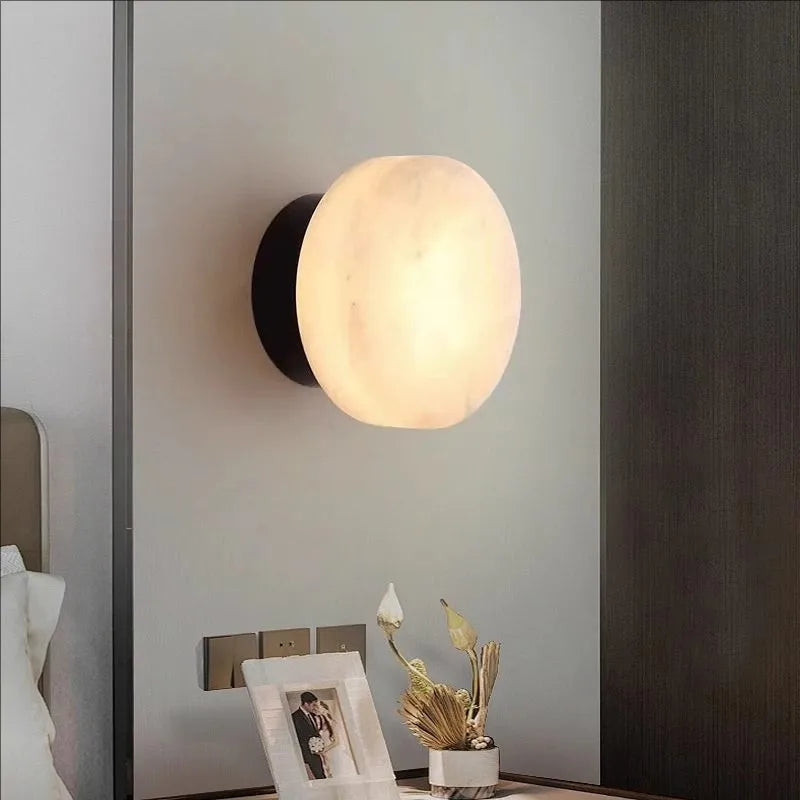 Spanish Marble Bedside Wall Lamp Natural Stone LED Produktansicht