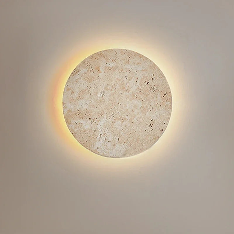 Runde LED-Wandleuchte Naturstein, 20 bis 30 cm, warmweiß – Produktansicht