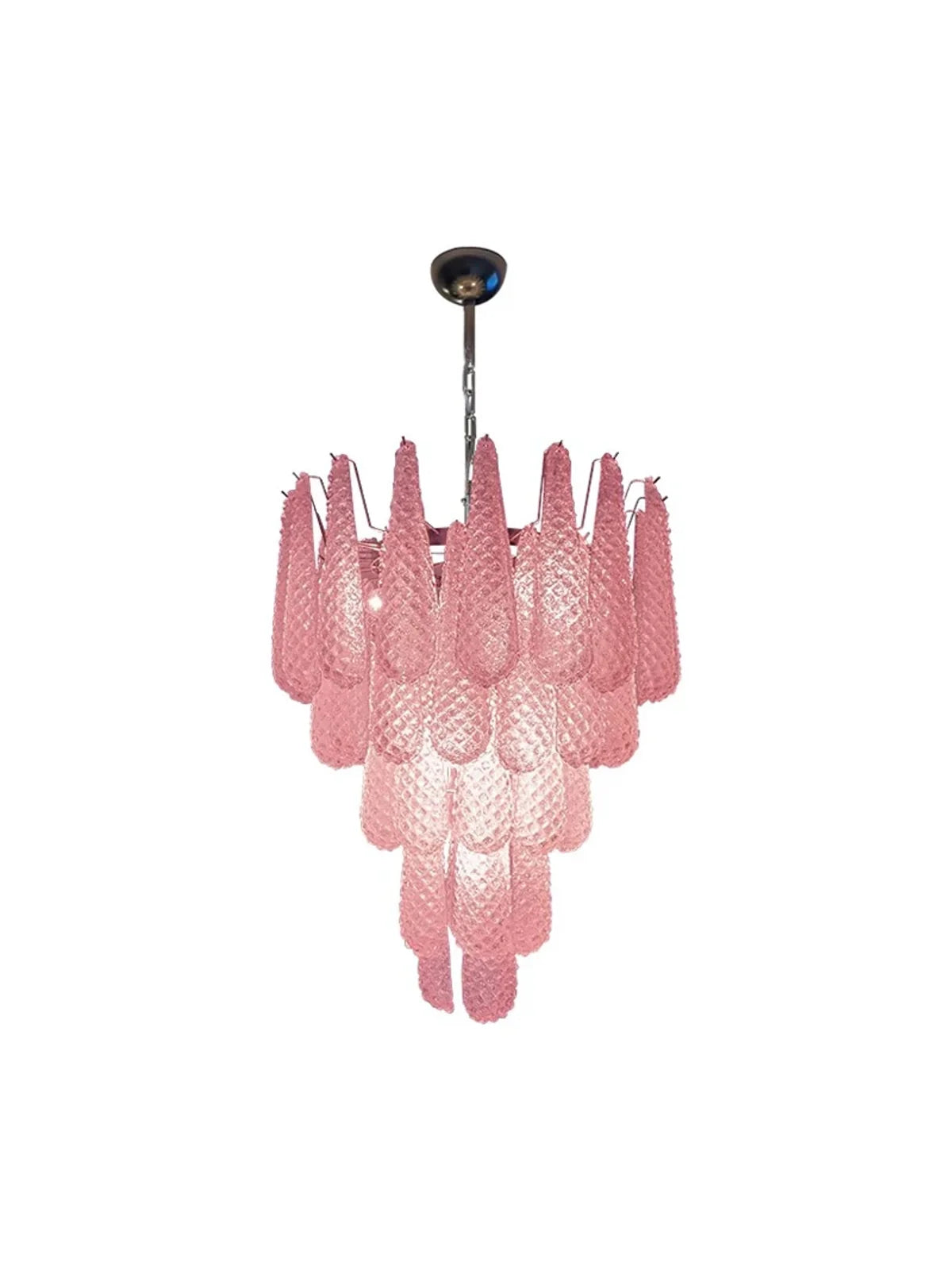 Kronleuchter aus farbigem Glas im modernen Stil für Wohnzimmer und Esszimmer – Ø 40 bis 100 cm, Glas in Rosa oder Blau, 