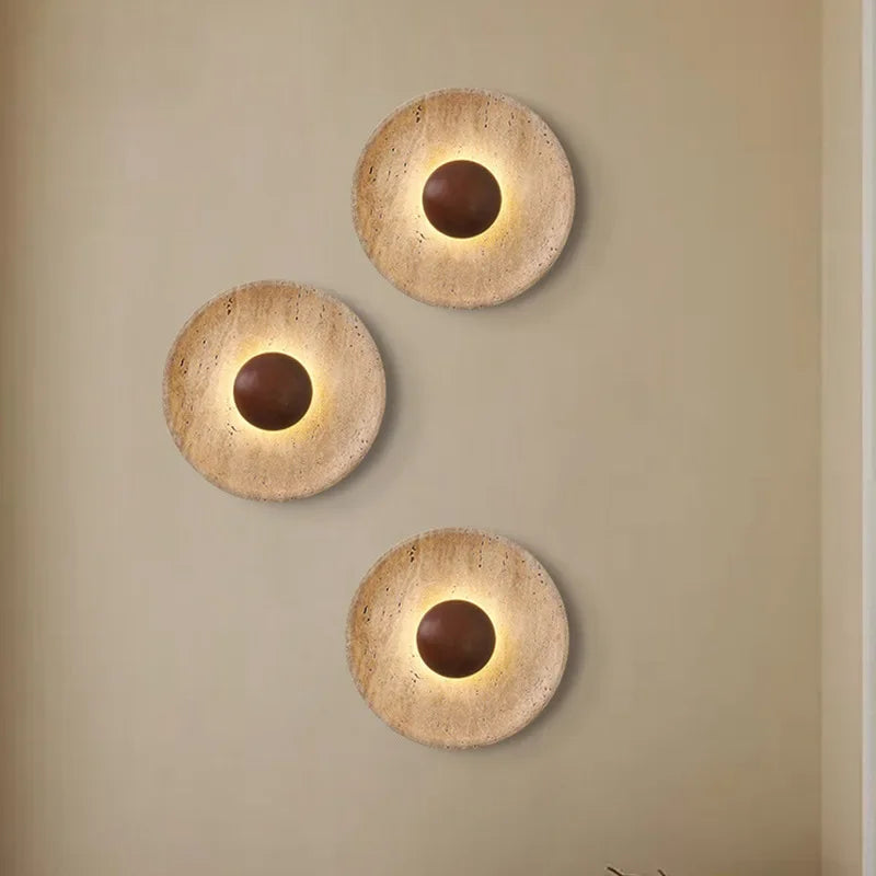 Modern Natural Stone Wall Light Sconce, Dark Wood 25cm Produktansicht