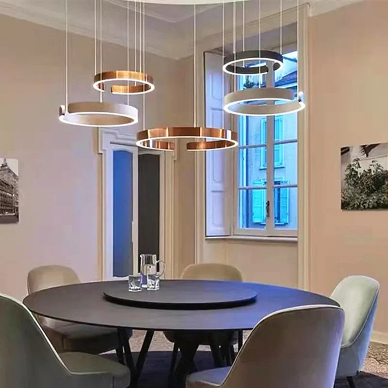 Dimmbare LED-Pendelleuchte mit Lichtring für Wohnzimmer, Esstisch und Küche – Produktansicht 5