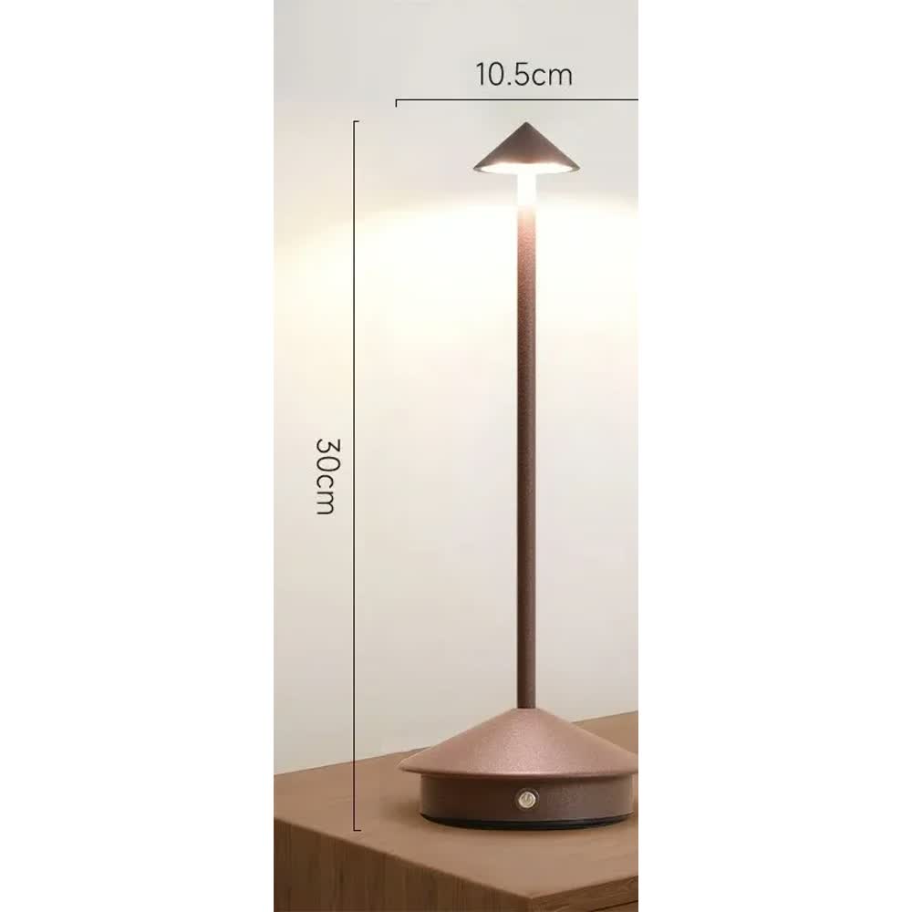 Kabellose Akku-Tischleuchte aus Aluminium in Braun