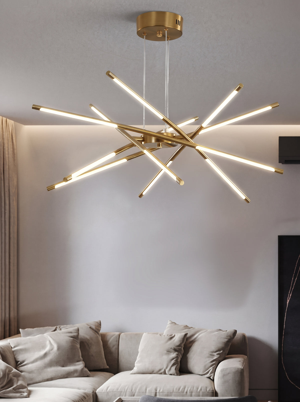 Sputnik-Pendelleuchte mit Armen in Gold