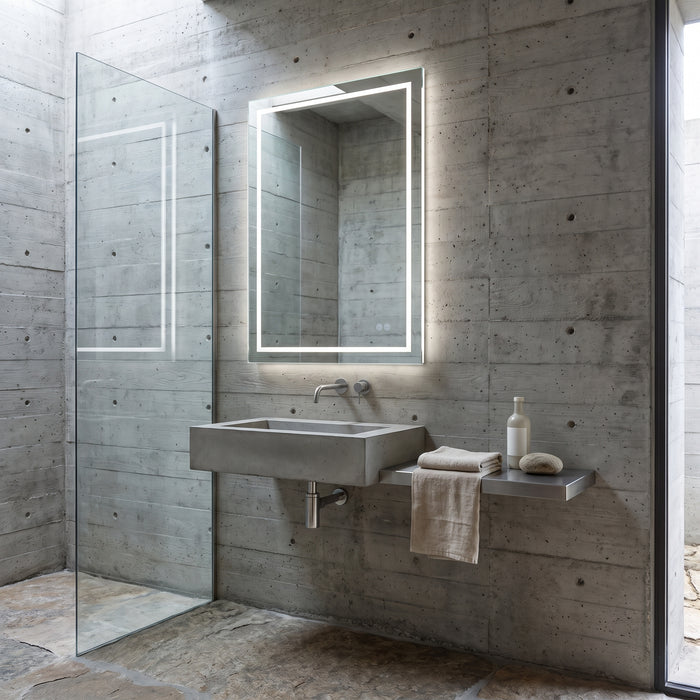 LUVODI Illuminate LED Backlight Bathroom Mirror Frameless in einem hellen Wohnraum