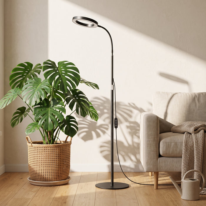 Adjustable Height Floor Plant Lamp with Circulating Timer in einem hellen Wohnraum