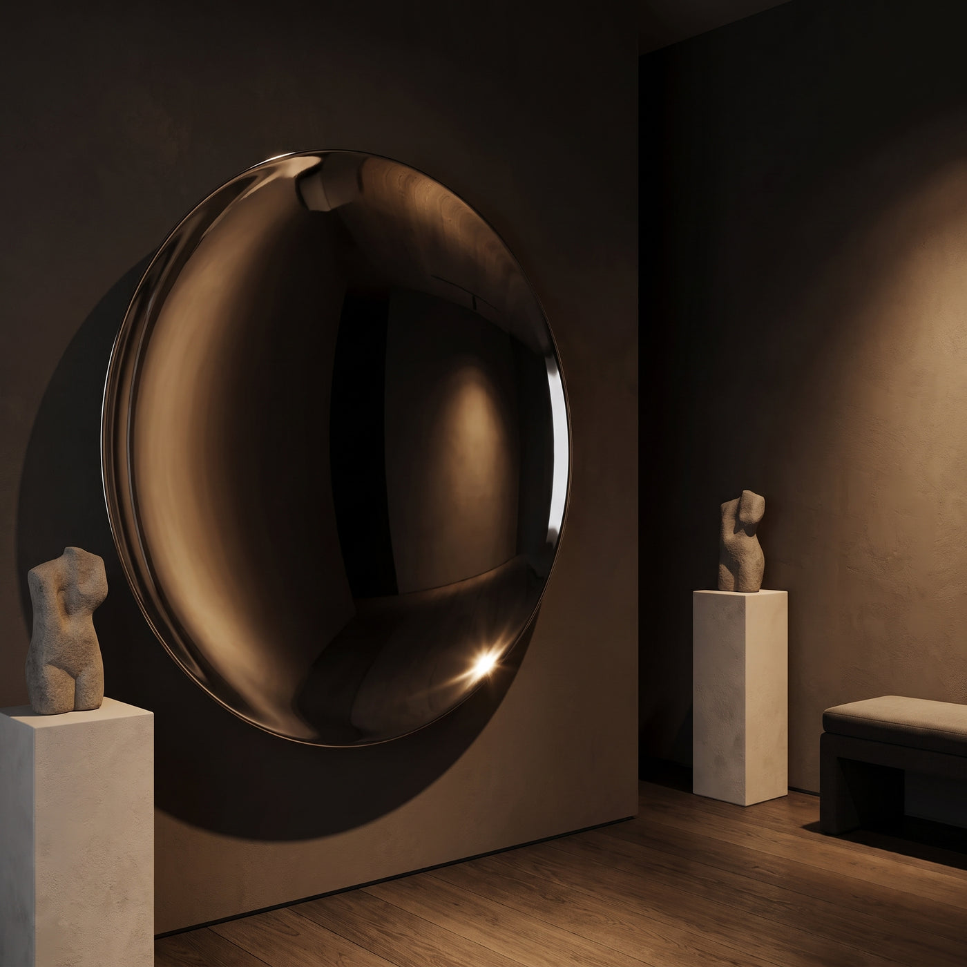 Stainless Steel Concave Mirror Wall Decoration, Sky im Abendlicht