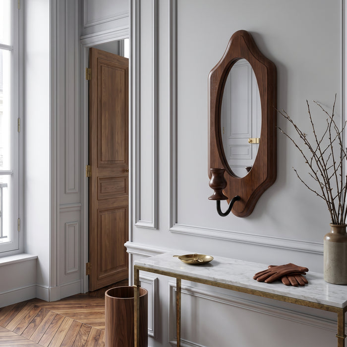 New Vintage Solid Wood Retro Mirror Bedroom Porch in einem hellen Wohnraum