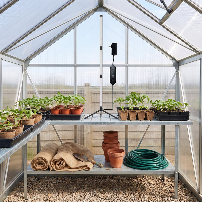 Full Spectrum LED Grow Light Phyto Lamps Plant Growth in einem hellen Wohnraum