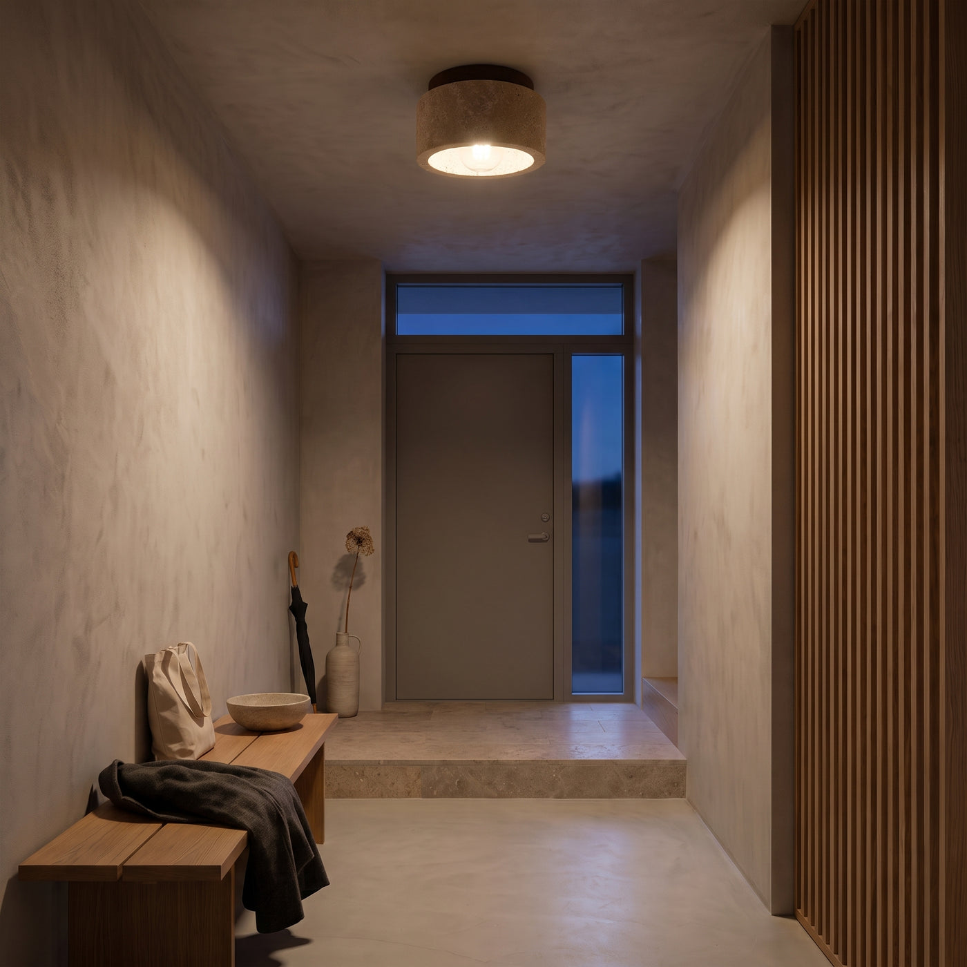 Led Ceiling Lamp Surface Mounted Downlight Japanese Style eingeschaltet am Abend