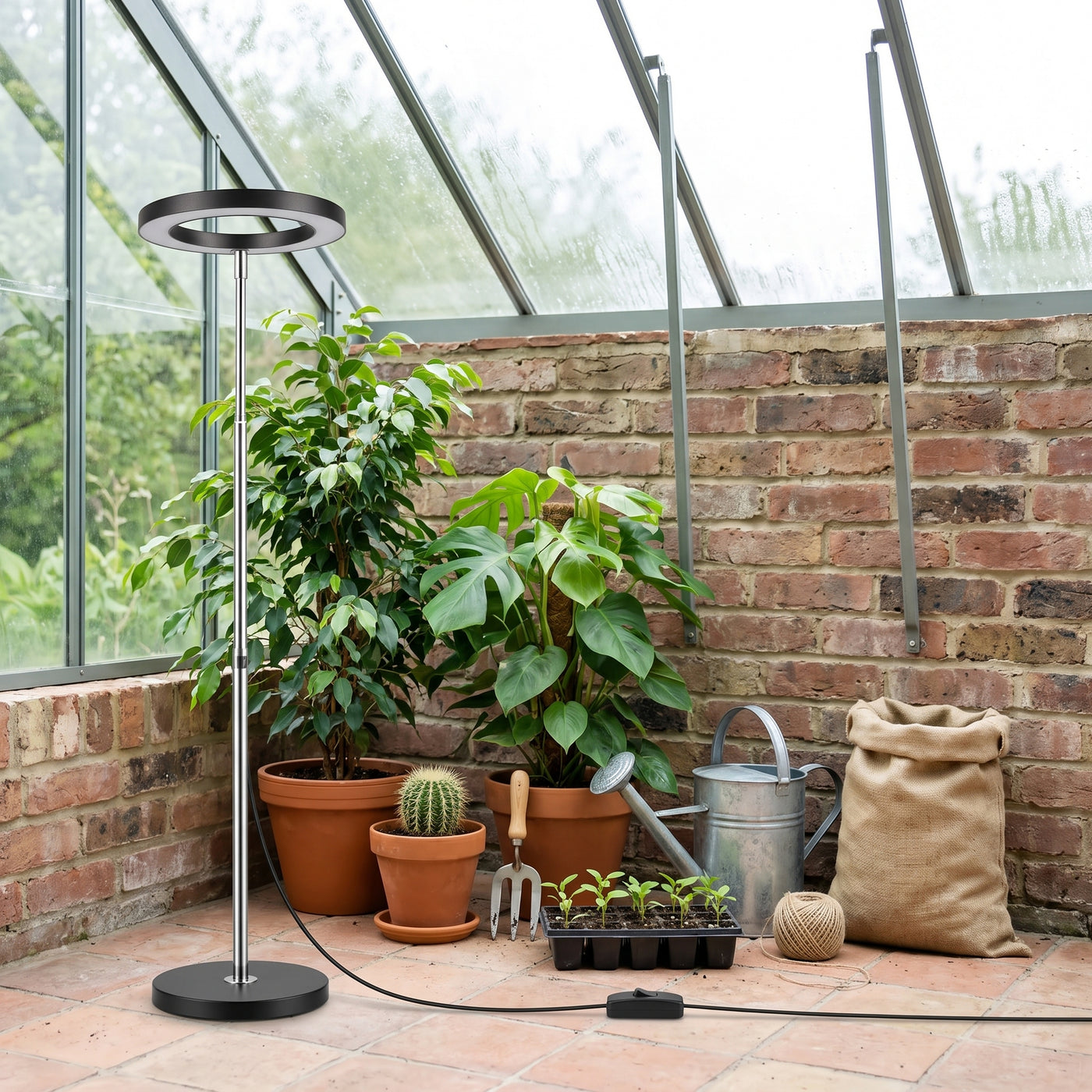 Plant Grow Light, Height Adjustable with Auto On/Off in einem hellen Wohnraum